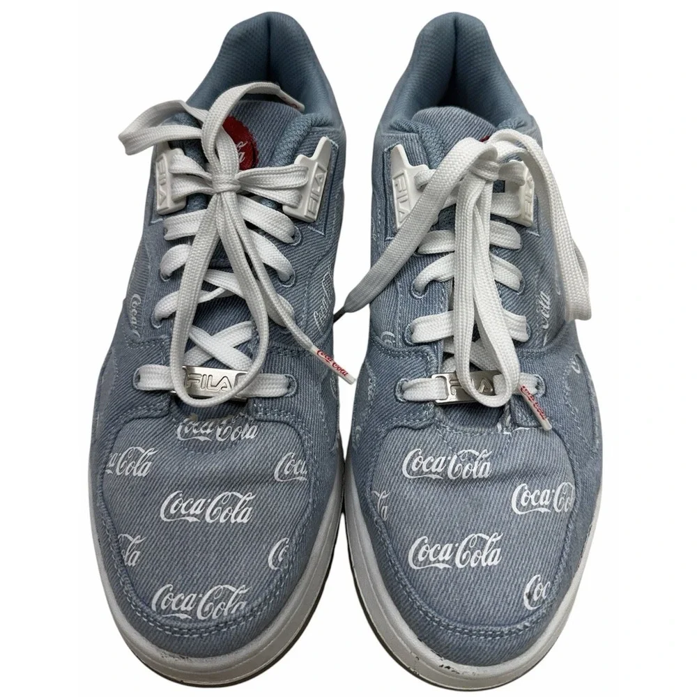 FILA Teratach 600 x Coca-Cola Denim Sneakers Women's 8.5 Blue‎ Logo Shoes